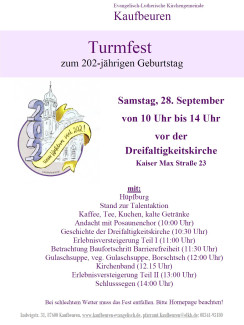 Tumrfest Dreifaltigkeitskirche am 28. September 2024 ab 10 Uhr